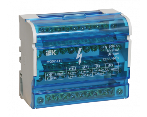 Шины на DIN-рейку в корпусе (кросс-модуль) ШНК 4х11 3L+PEN IEK