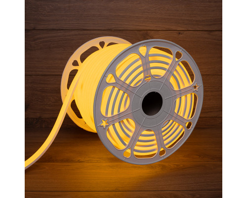 Гибкий неон SMD, форма – D (16х16 мм) желтый, супер яркий (144 LED/м), 50 м (c комплектом подключения)