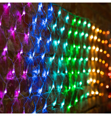 СЕТЬ 3х0,5м, прозрачный ПВХ, 140 LED МУЛЬТИ (10 цветов), соединяется (шнур питания в комплекте)