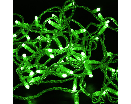НИТЬ ПВХ 10м (2 модуля x 5м), прозрачный ПВХ, 100 LED Зеленый, 230В (нужен шнур питания 303-500-1)