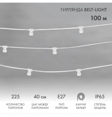 Гирлянда Belt-Light 2 жилы, 100м, шаг 40см, 225 патронов E27, IP65, белый провод NEON-NIGHT      Предлагаем 331-345 или 331-346 (выгода 30%)