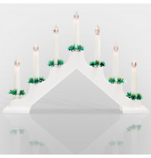 Новогодняя горка 7 свечек, цвет корпуса: Белый, цвет свечения: ТЕПЛЫЙ БЕЛЫЙ