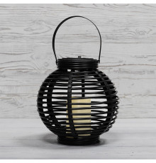 Декоративный фонарь на солнечной батарее, плетеный корпус, черный, размер 20х20х22 см, цвет теплый белый
