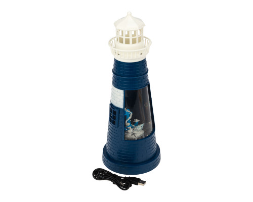 Декоративный светильник Маяк синий с конфетти и подсветкой, с зарядкой от USB