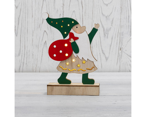 Деревянная фигурка с подсветкой Дед Мороз 18 см