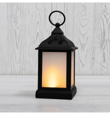 Декоративный фонарь с эффектом пламени свечи, черный корпус, размер 11х11х22,5 см, цвет теплый белый