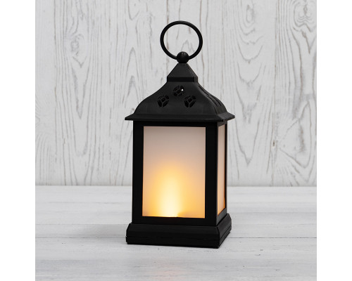 Декоративный фонарь с эффектом пламени свечи, черный корпус, размер 11х11х22,5 см, цвет теплый белый