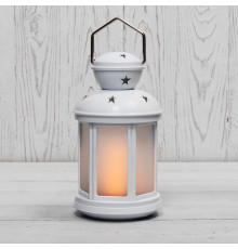 Декоративный фонарь с эффектом пламени свечи, белый корпус, размер 12х12х20,6 см, цвет теплый белый