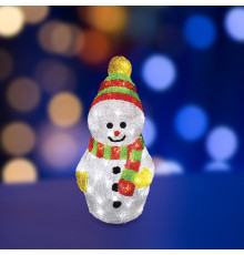 Акриловая светодиодная фигура Снеговик с шарфом 30 см, 40 светодиодов