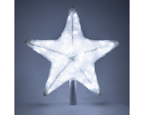 Акриловая светодиодная фигура Звезда 50 см, 160 светодиодов, белая Со съемной трубой 15 см и кольцом для подвеса